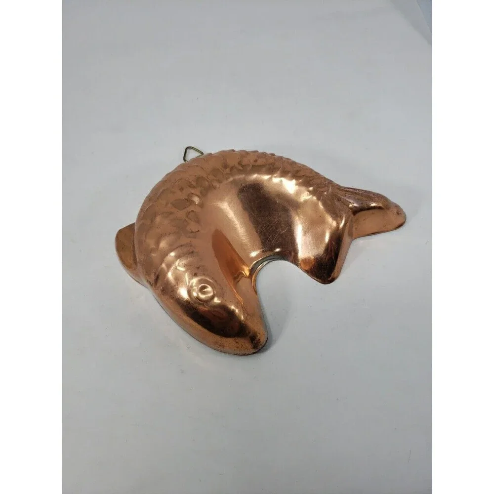 Vintage Metal Fish Mold Hanging Wall Decor Made In Korea Small Copper Color